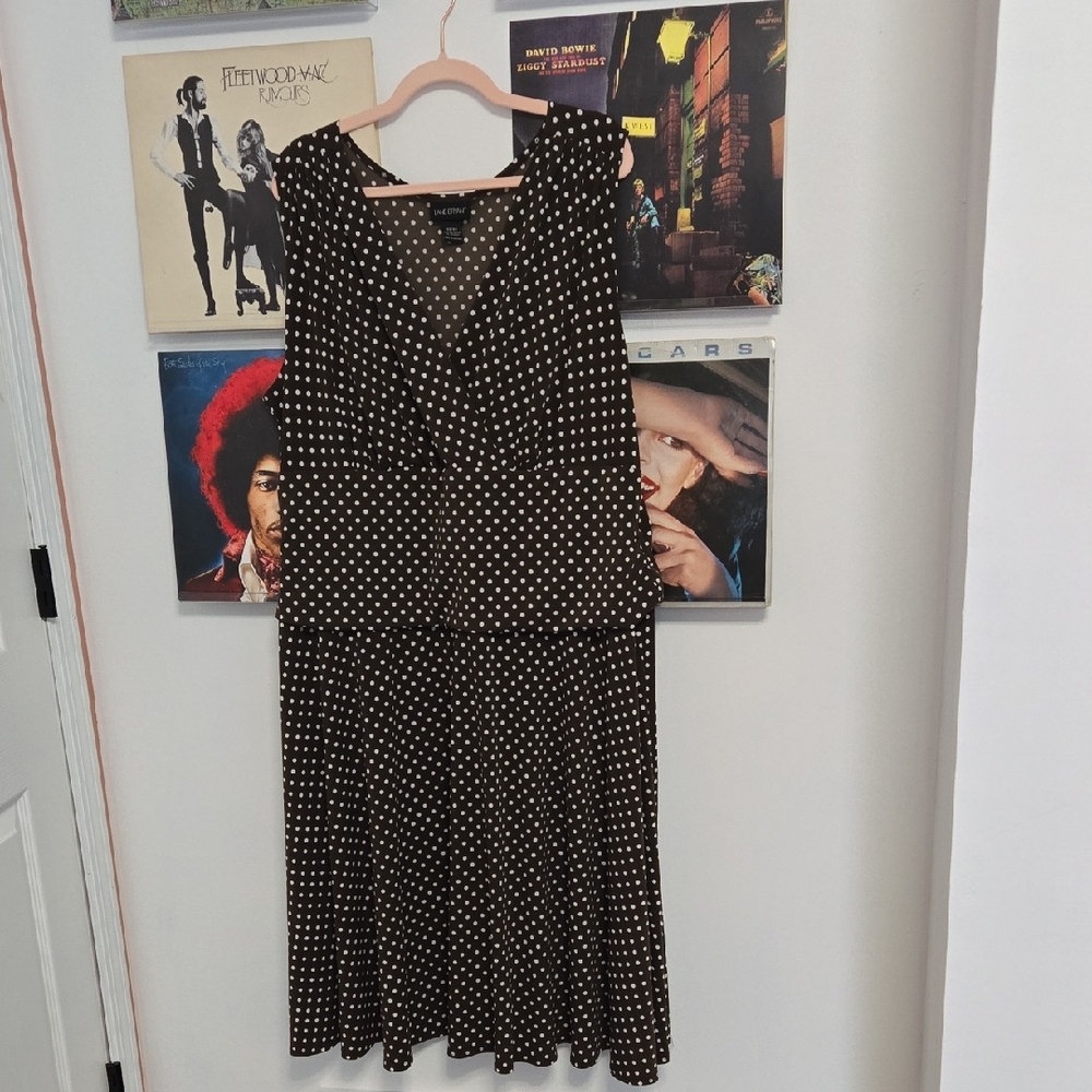 Lane Bryant Brown and White Polka Dot Midi Dress